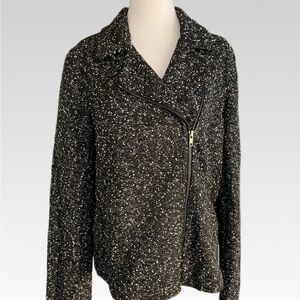 Ann Taylor Factory Black and White Tweed Teddy Jacket size 14 NWT